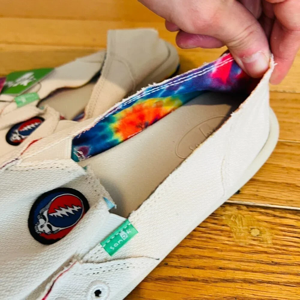 SANUK DONNA HEMP X GRATEFUL DEAD TIE DYE SIDEWALK SURFER SHOES, US 9 NWT